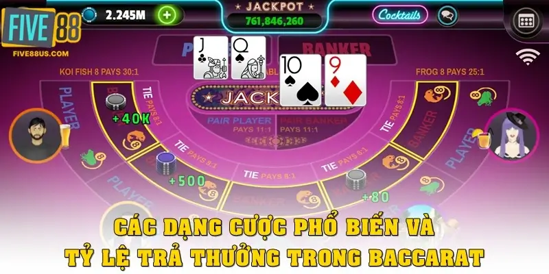 Các dạng cược phổ biến và tỷ lệ trả thưởng trong Baccarat